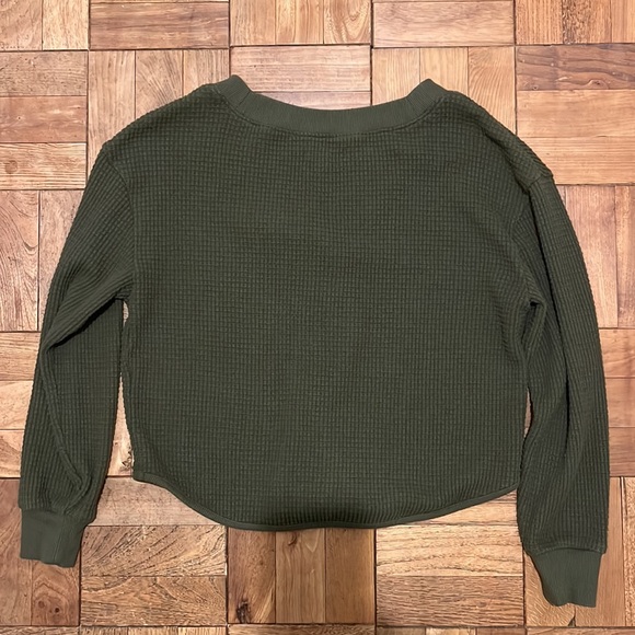 Madewell Waffle Knit V neck Sweater Women's S Cropped - Picture 2 of 2